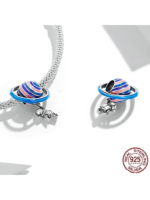 Charm Astronauta Planeta Plata 925