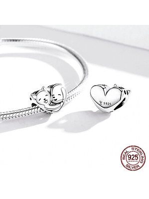 Charm Corazon Mascota Plata 925