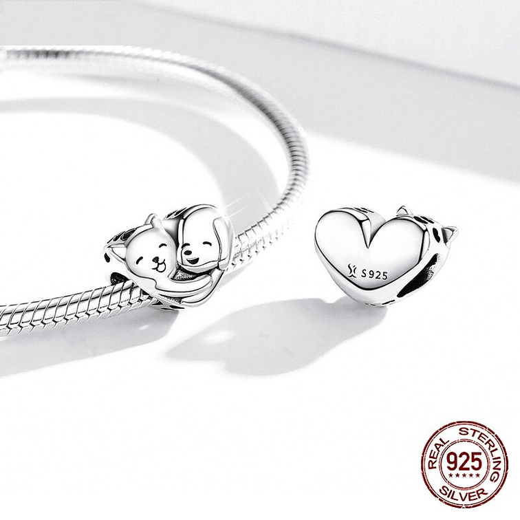 Charm Corazon Mascota Plata 925 2