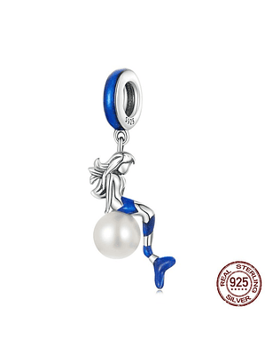 Charm Sirena Azul Plata 925