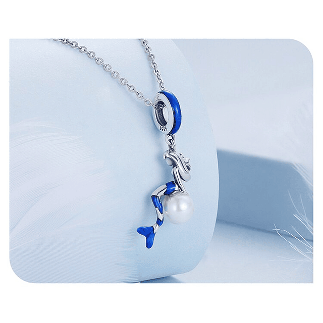 Charm Sirena Azul Plata 925