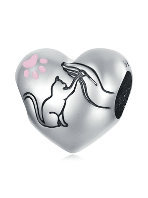 Charm Gato y Mano de Plata 925