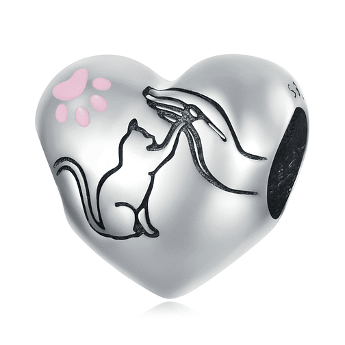 Charm Gato y Mano de Plata 925 1