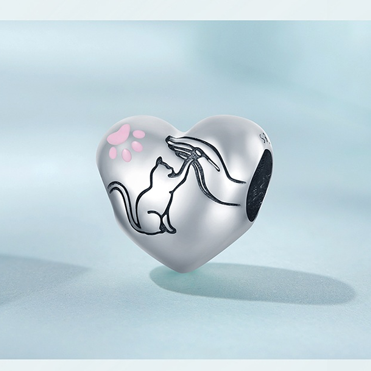 Charm Gato y Mano de Plata 925 4