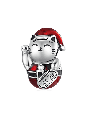 Charm Gato Navideño Plata 925