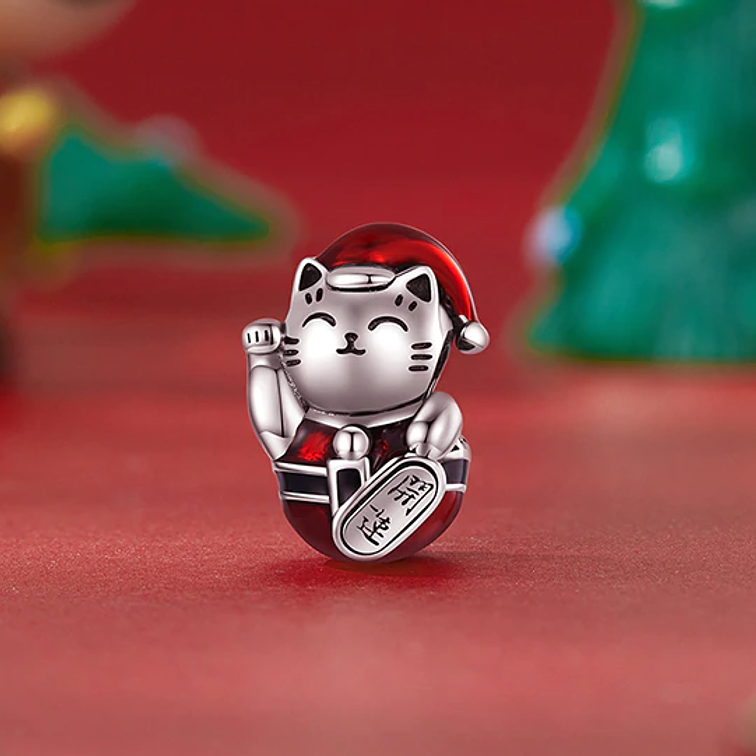 Charm Gato Navideño Plata 925 2
