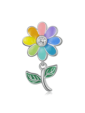 Charm Flor 8 Colores Plata 925