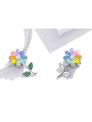 Charm Flor 8 Colores Plata 925