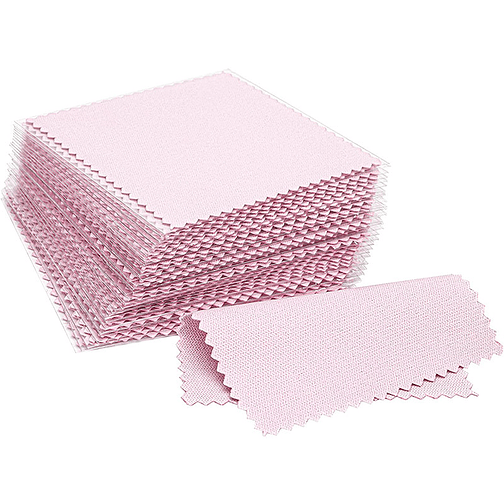 25 Paños Rosados Empaque Individual Para Pulir O Limpiar Joyas Plata Y Oro 1