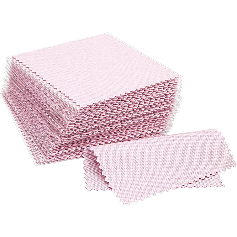 25 Paños Rosados Empaque Individual Para Pulir O Limpiar Joyas Plata Y Oro 1