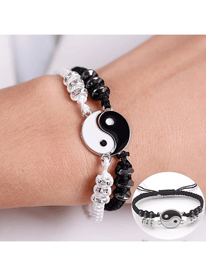 2 Pulseras Yin Yang Ajustable, Parejas Novios Amistad Amor