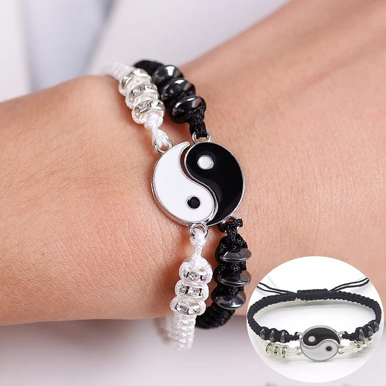 2 Pulseras Yin Yang Ajustable, Parejas Novios Amistad Amor 2