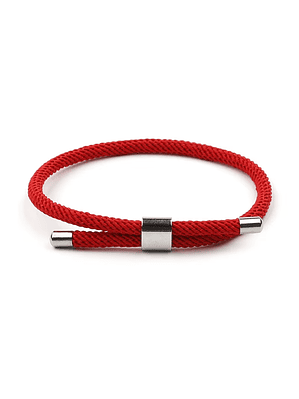 Pulsera De Hilo Rojo Con Acero Ajustable