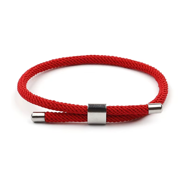 Pulsera De Hilo Rojo Con Acero Ajustable 1