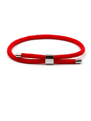 Pulsera De Hilo Rojo Con Acero Ajustable