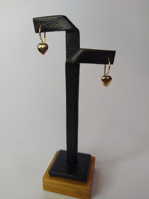 Aros corazón colgante gancho fijo 1.2 grs Oro 18k 1