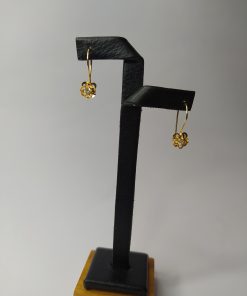 Aros colgante doble flor relieve circón 1.3grs Oro 18k 3