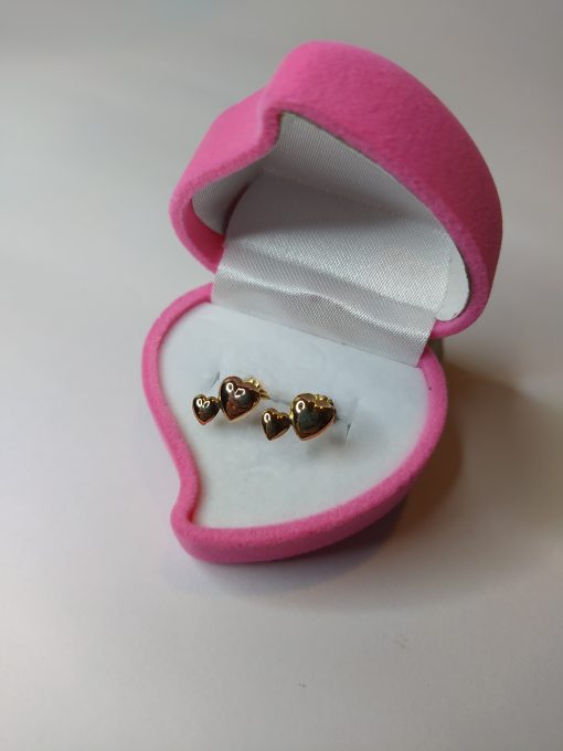 Aros doble corazón tornillo 1 gr Oro 18k 3
