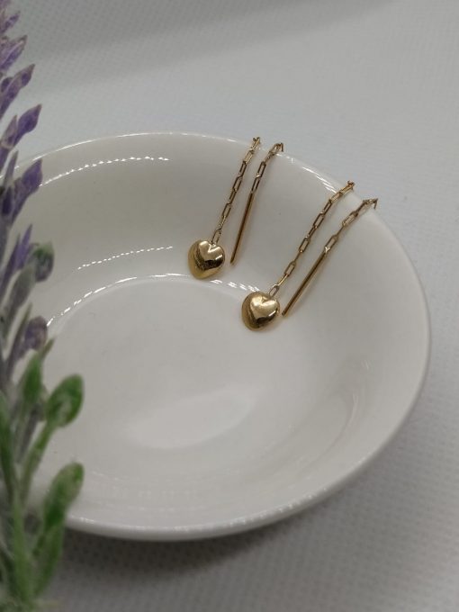 Aros cadena corazón 1.7 grs Oro 18k 1