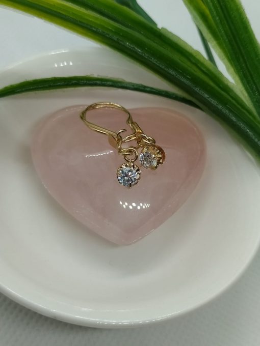 Aros Chatón circón colgante con movimiento 2.2 grs Oro 18k 1