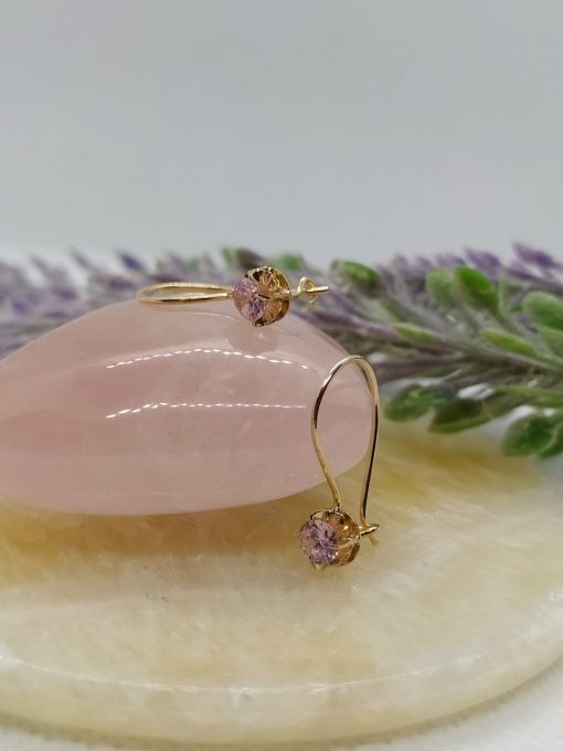 Aros Chatón rosa de Francia con gancho fijo 2 grs Oro 18k 1
