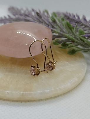 Aros Chatón rosa de Francia con gancho fijo 2 grs Oro 18k