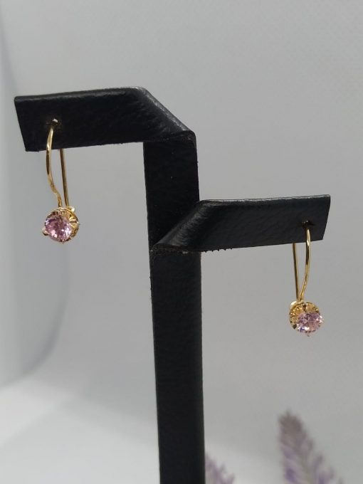 Aros Chatón rosa de Francia con gancho fijo 2 grs Oro 18k 3