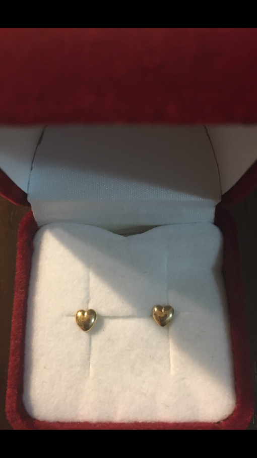 Aros corazón para recién nacido 0.2 grs Oro 18k 1