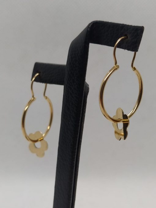 Aros tubo con flor 3 grs Oro 18k 3