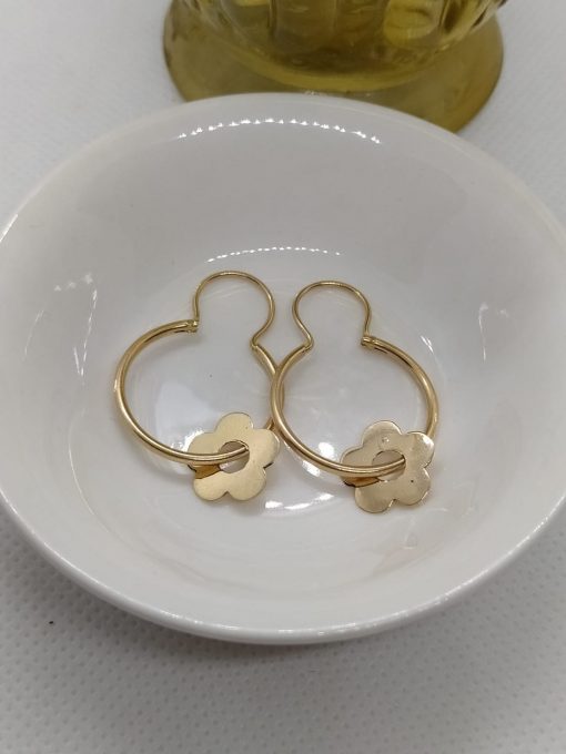 Aros tubo con flor 3 grs Oro 18k 4