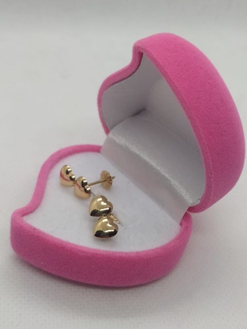 Aros 2 corazones 6 mm alto 1.4 cm largo 1.2 grs Oro 18k 1