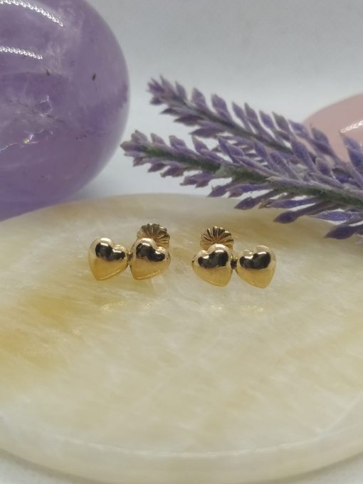 Aros 2 corazones 6 mm alto 1.4 cm largo 1.2 grs Oro 18k 3