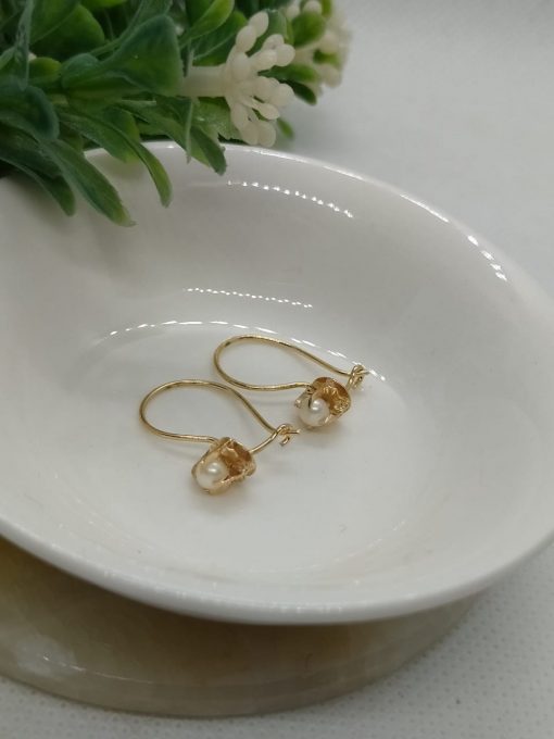 Aros colgante perla cultivada 1.5 grs Oro 18k 2