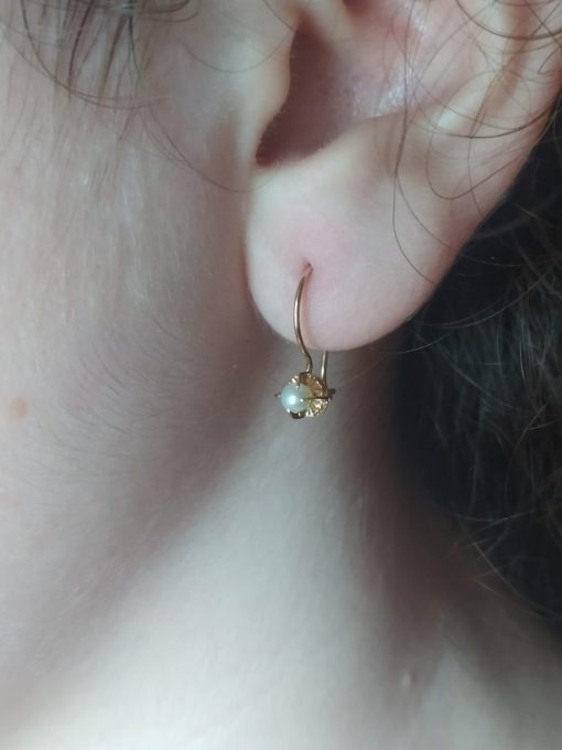 Aros colgante perla cultivada 1.5 grs Oro 18k 3