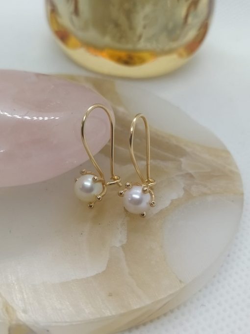 Aros colgante pistilo perla cultivada 2.2 grs Oro 18k 1