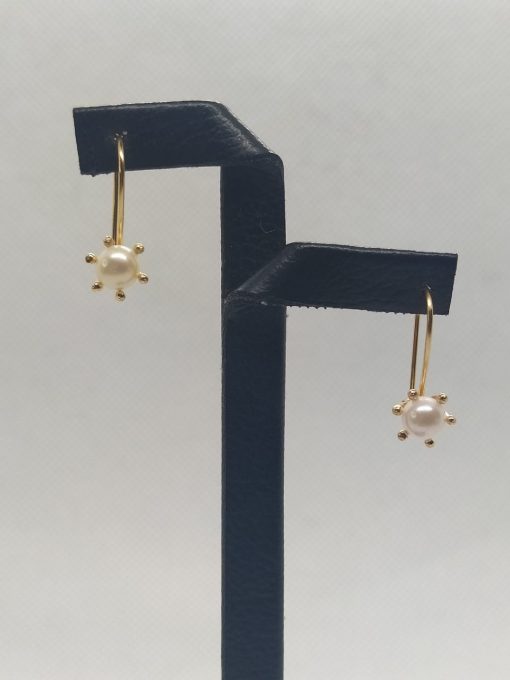 Aros colgante pistilo perla cultivada 2.2 grs Oro 18k 3