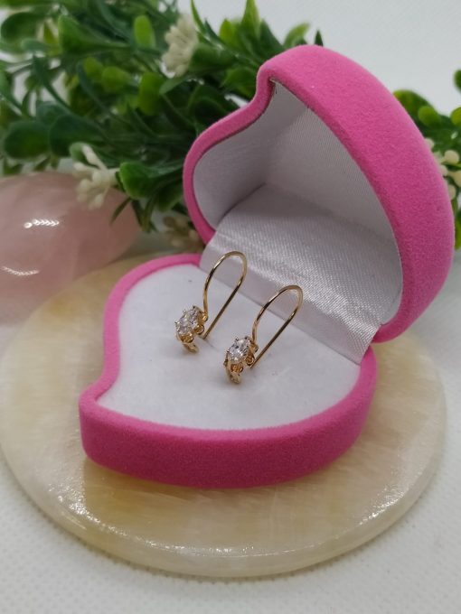 Aros colgantes Chatón italiano circón ovalado 1.6 grs Oro 18k 1