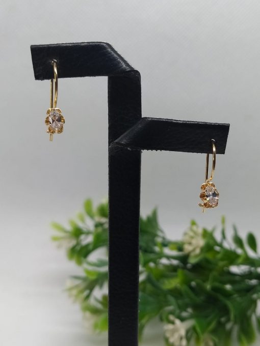 Aros colgantes Chatón italiano circón ovalado 1.6 grs Oro 18k 3