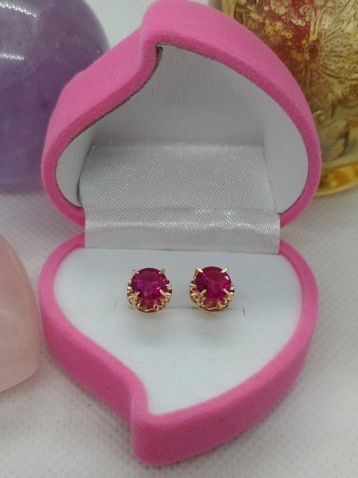 Aros Chatón redondo rubí 2.3 grs Oro 18 k 1