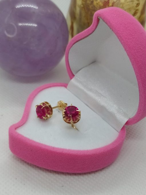 Aros Chatón redondo rubí 2.3 grs Oro 18 k 3