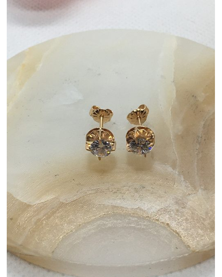 Aros Chatón redondo circón 1.9 grs Oro 18k