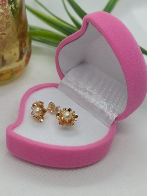 Aros pistilo flor perla cultivada 2.3 grs Oro 18k 1