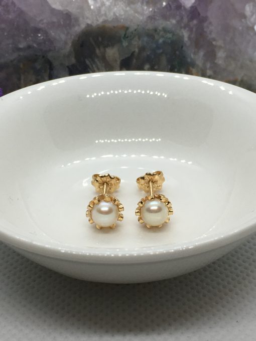 Aros cuello payaso perla cultivada 8 mm 2.3 grs Oro 18k 2