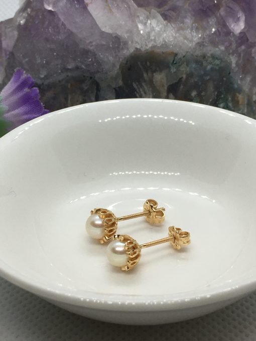 Aros cuello payaso perla cultivada 8 mm 2.3 grs Oro 18k 4