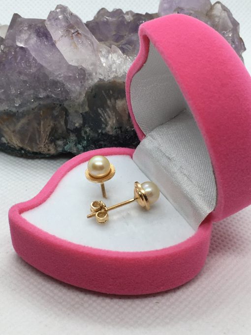 Aros perla plato 8 mm 2.5 grs Oro 18k 1