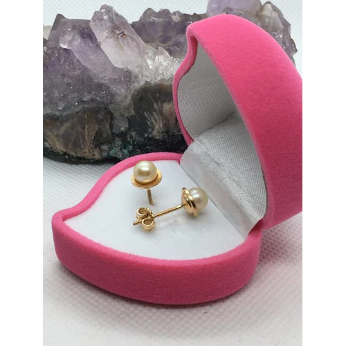 Aros perla plato 8 mm 2.5 grs Oro 18k