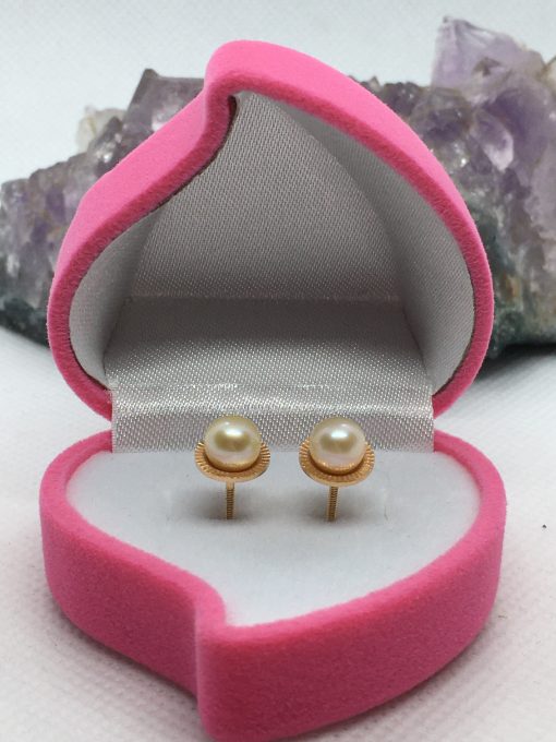 Aros perla plato 8 mm 2.5 grs Oro 18k 2