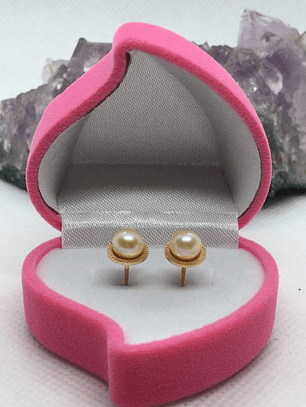 Aros perla plato 8 mm 2.5 grs Oro 18k