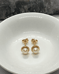 Aros perla plato 8 mm 2.5 grs Oro 18k