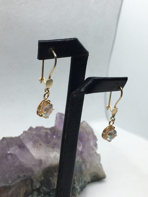 Aros Chatón redondo circón colgantes 3.3 grs Oro 18k 2